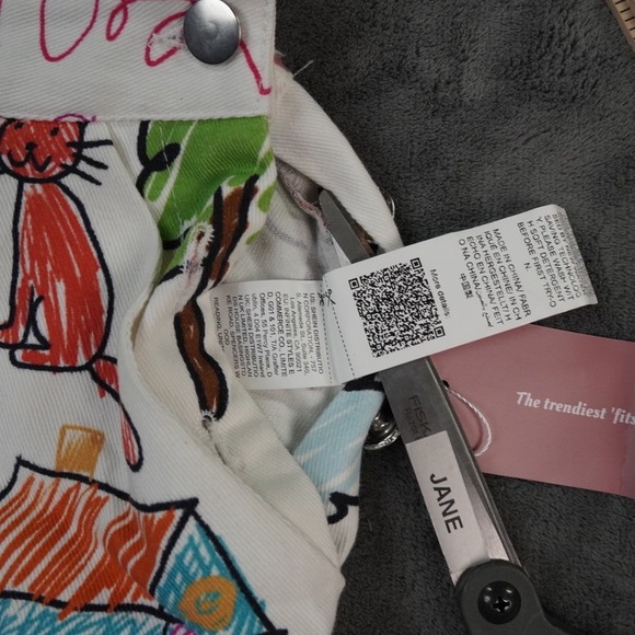 Shein Overalls Womens M Multicolor Kidcore Teacher‎ Doodle All Over Print - Picture 14 of 15